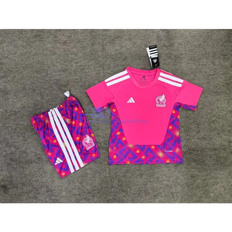 Camiseta de Portero México 2026 1ª Equipación Mundial Rosa Niño Kit