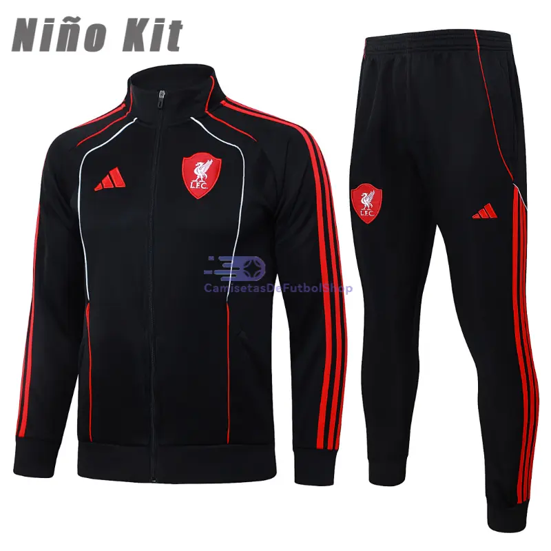 Chandal Liverpool 2025/2026 Niño Negro/Rojo Versión Retro