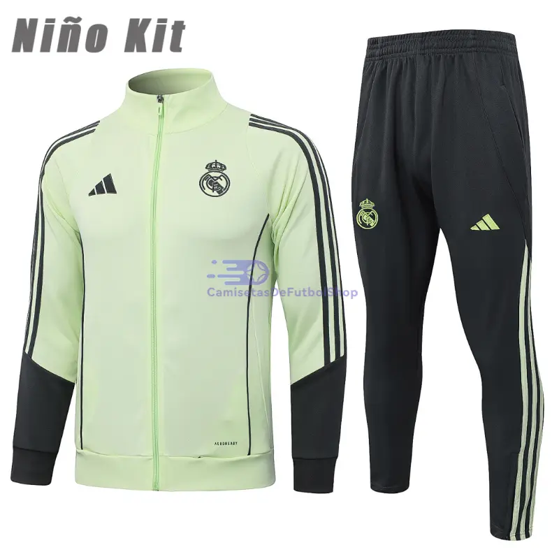 Chandal Real Madrid 2025/2026 Niño Verde Claro/Gris