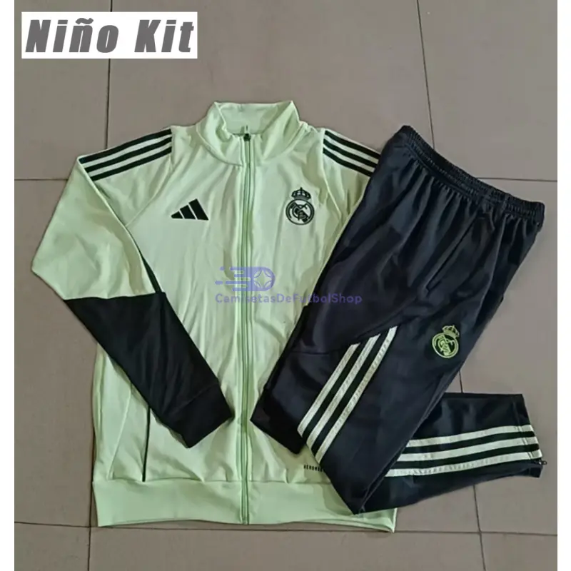 Chandal Real Madrid 2025/2026 Niño Verde Claro/Gris
