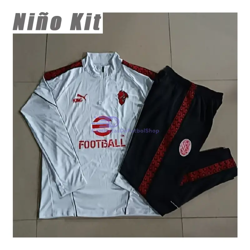 Sudadera De Entrenamiento AC Milan 2025/2026 Niño Kit Blanco/Rojo