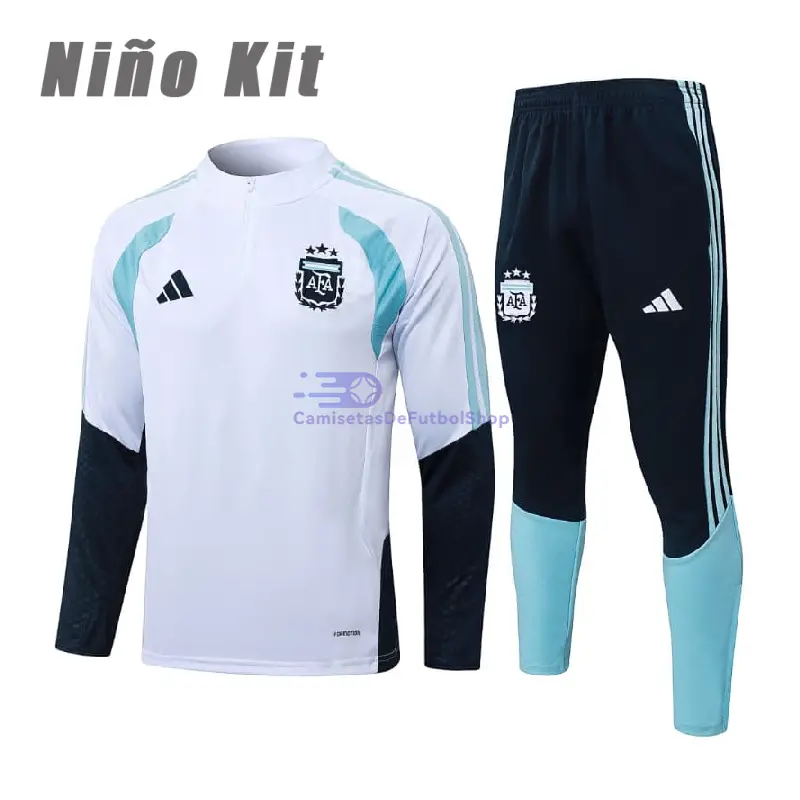 Sudadera de Entrenamiento Argentina 2026 Niño Kit Blanco