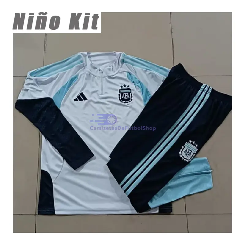 Sudadera de Entrenamiento Argentina 2026 Niño Kit Blanco