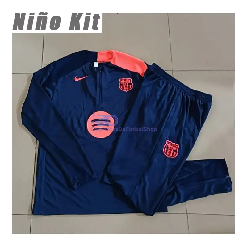 Sudadera De Entrenamiento Barcelona 2025/2026 Niño Kit Azul Marino/Naranja