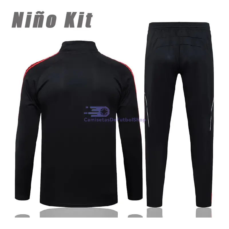 Sudadera De Entrenamiento Liverpool 2025/2026 Niño Kit Negro/Rojo Versión Retro