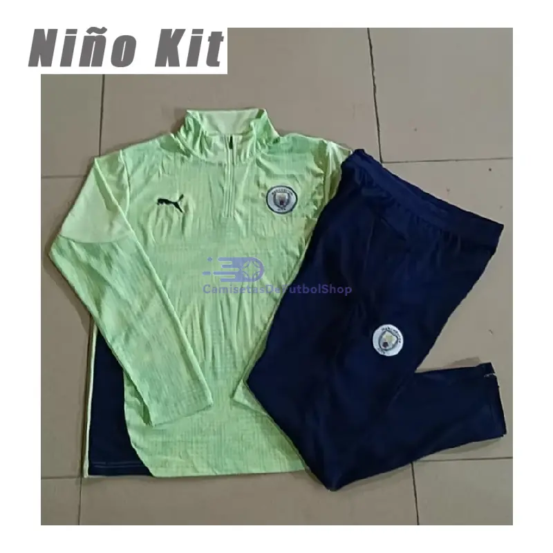 Sudadera De Entrenamiento Manchester City 2025/2026 Niño Kit Verde Claro con Estampado