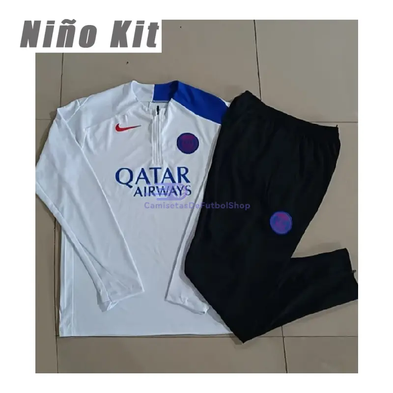 Sudadera De Entrenamiento PSG 2025/2026 Niño Kit Blanco/Azul