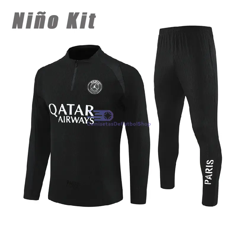Sudadera De Entrenamiento PSG 2025/2026 Niño Kit Negro/Blanco (EDICIÓN JUGADOR)