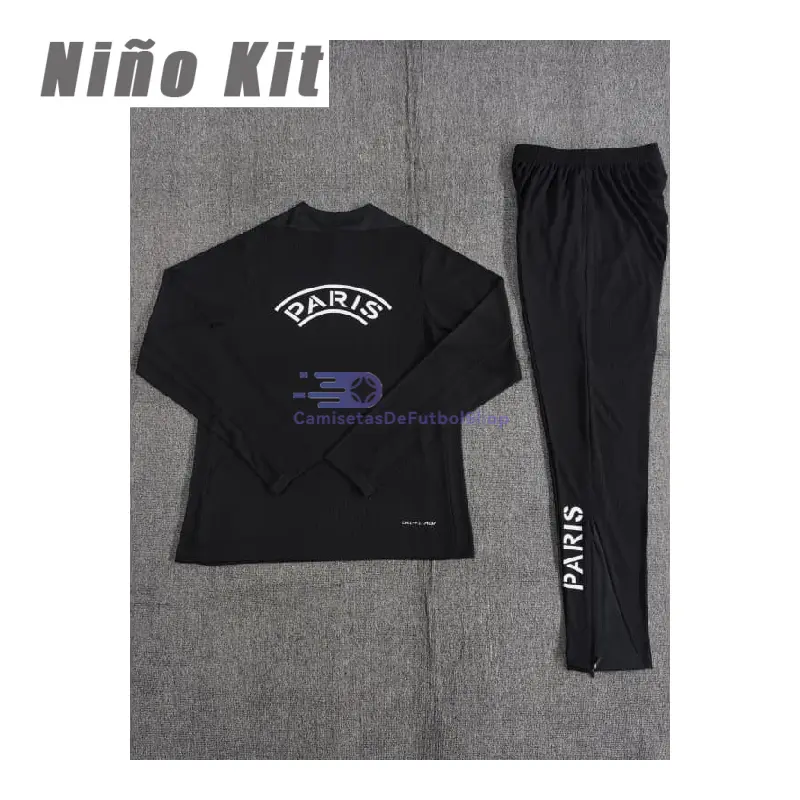 Sudadera De Entrenamiento PSG 2025/2026 Niño Kit Negro/Blanco (EDICIÓN JUGADOR)