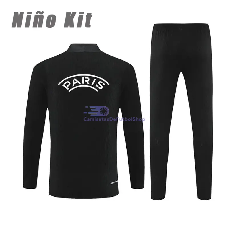 Sudadera De Entrenamiento PSG 2025/2026 Niño Kit Negro/Blanco (EDICIÓN JUGADOR)