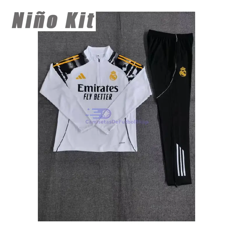 Sudadera De Entrenamiento Real Madrid 2025/2026 Niño Kit Blanco con Estampado de Marvel