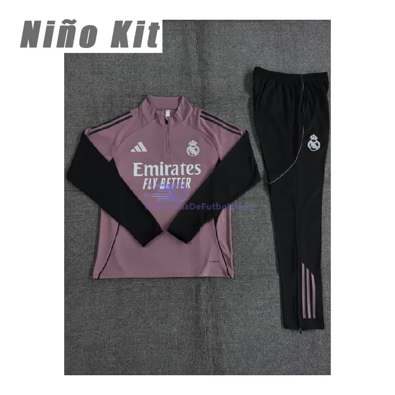 Sudadera De Entrenamiento Real Madrid 2025/2026 Niño Kit Rosa Apagado