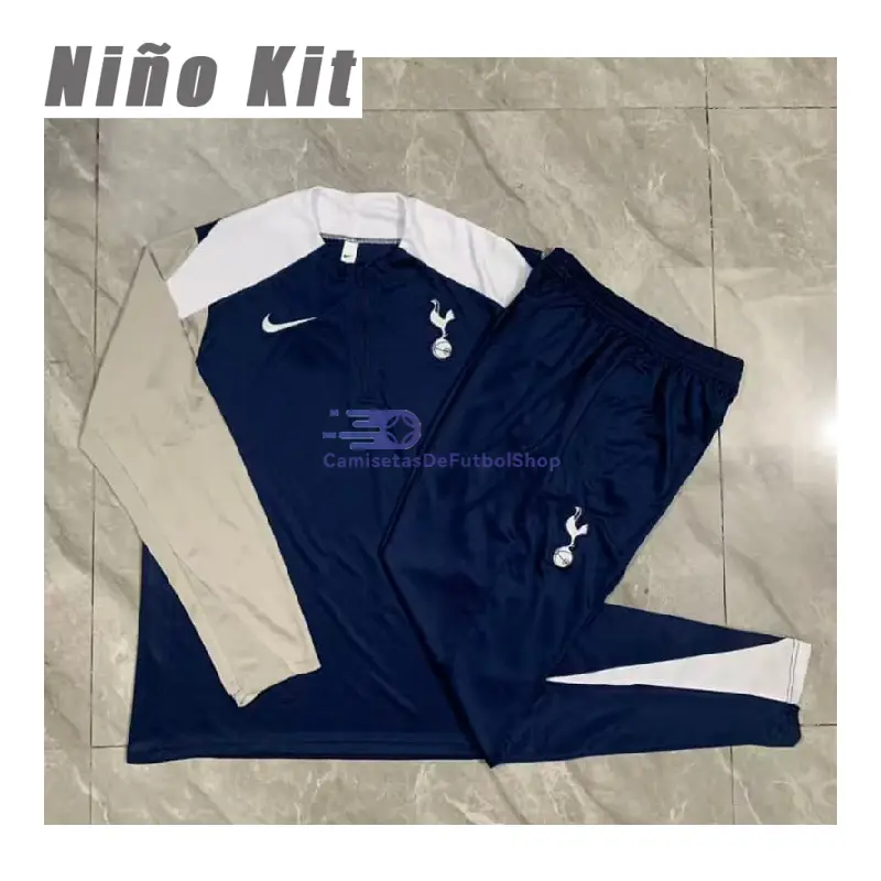 Sudadera De Entrenamiento Tottenham Hotspur 2025/2026 Niño Kit Azul Marino/Gris