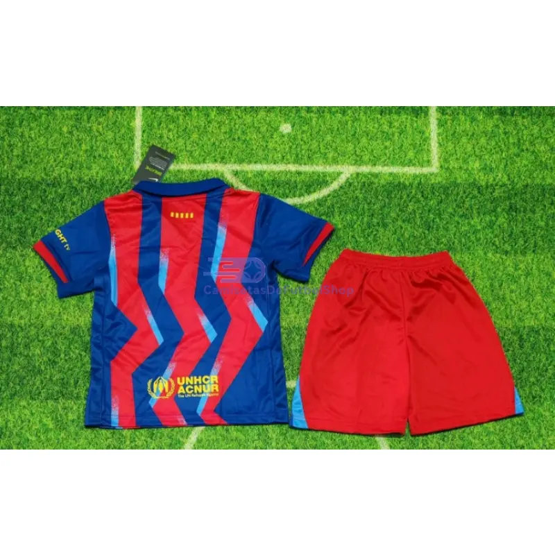 Camiseta Barcelona 2025/2026 4ª Equipación Azul/Rojo Niño Kit