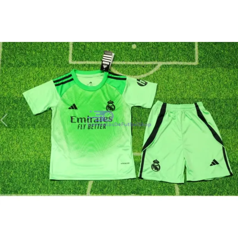 Camiseta de Portero Real Madrid 2025/2026 Niño Kit Verde con Parche HP