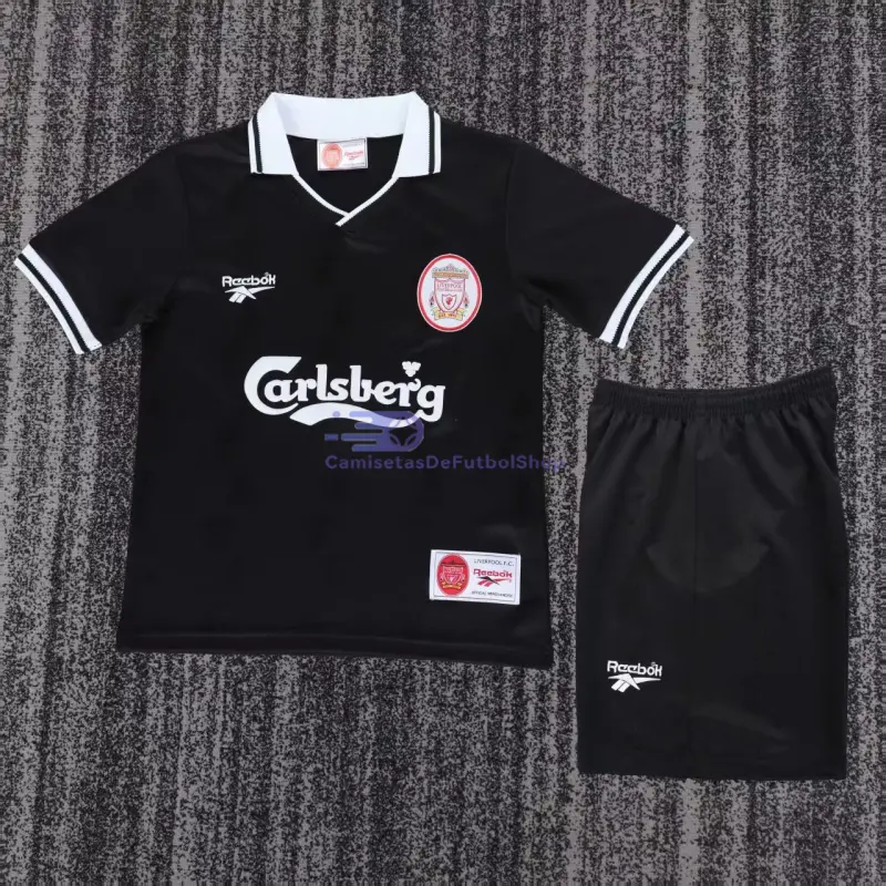 Camiseta Liverpool 1996/97 3ª Equipación Retro Negro Niño Kit
