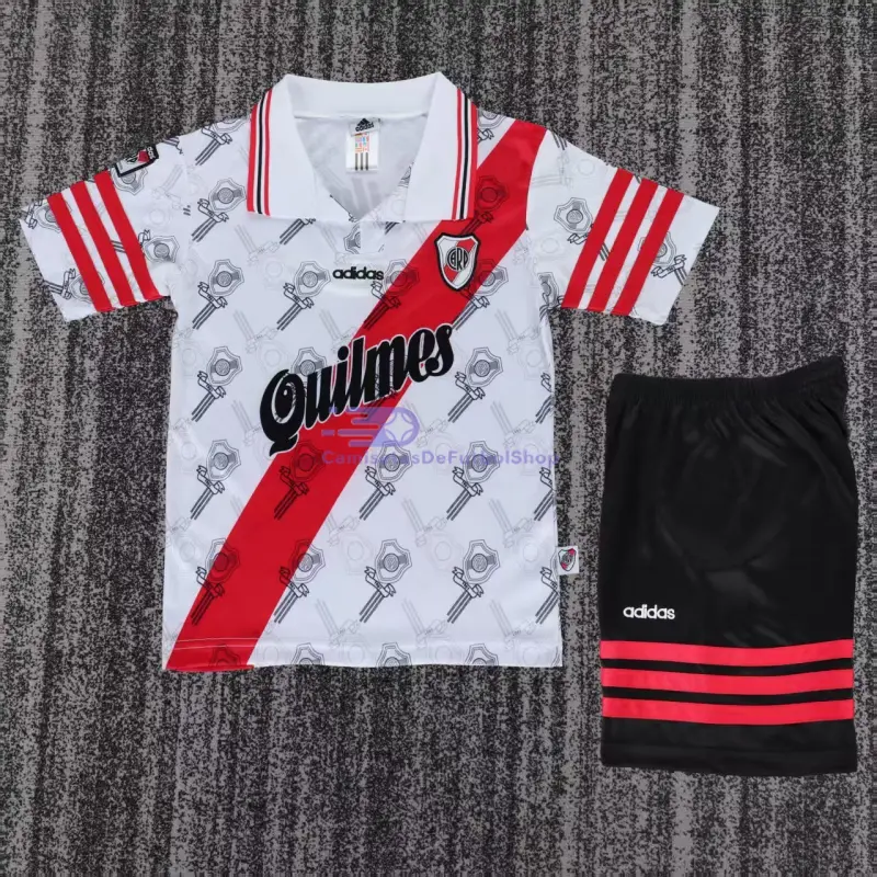 Camiseta River Plate 1996/97 1ª Equipación Retro Blanco/Rojo Niño Kit