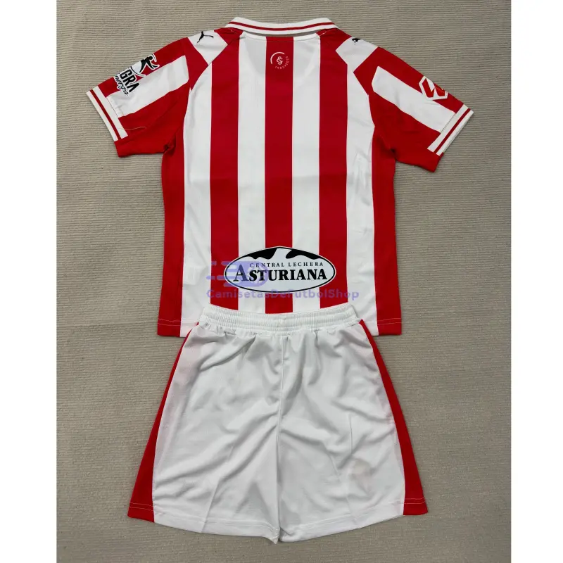 Camiseta Sporting de Gijón 2025/2026 1ª Equipación Niño Kit con Parche La Liga