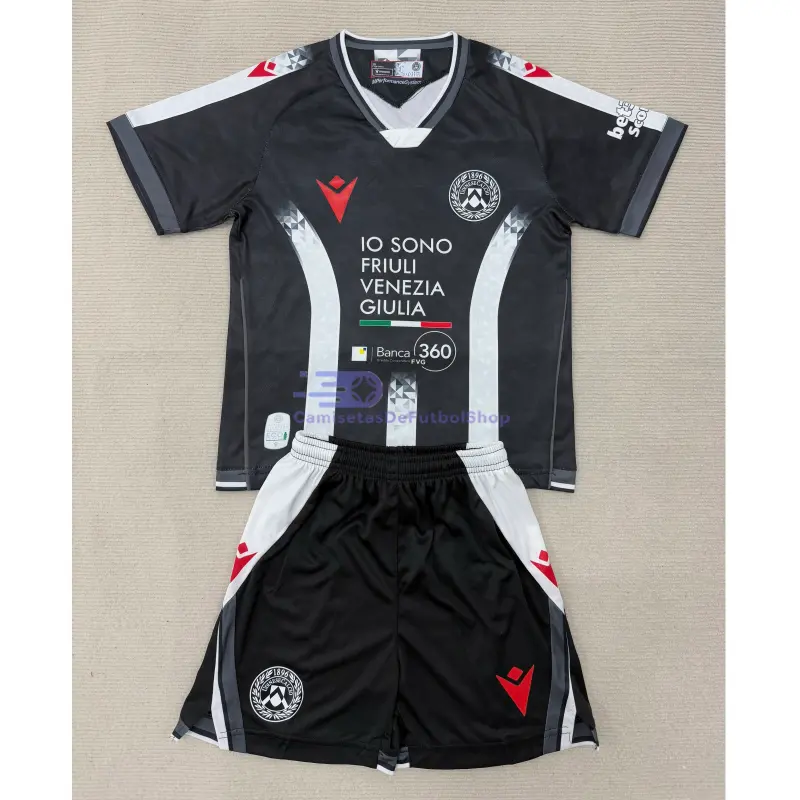 Camiseta Udinese Calcio 2025/2026 1ª Equipación Negro/Blanco Niño Kit