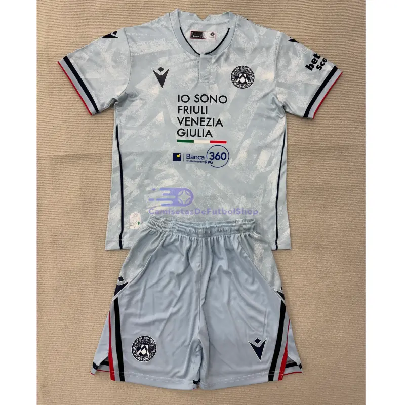 Camiseta Udinese Calcio 2025/2026 2ª Equipación Azul Cielo Niño Kit