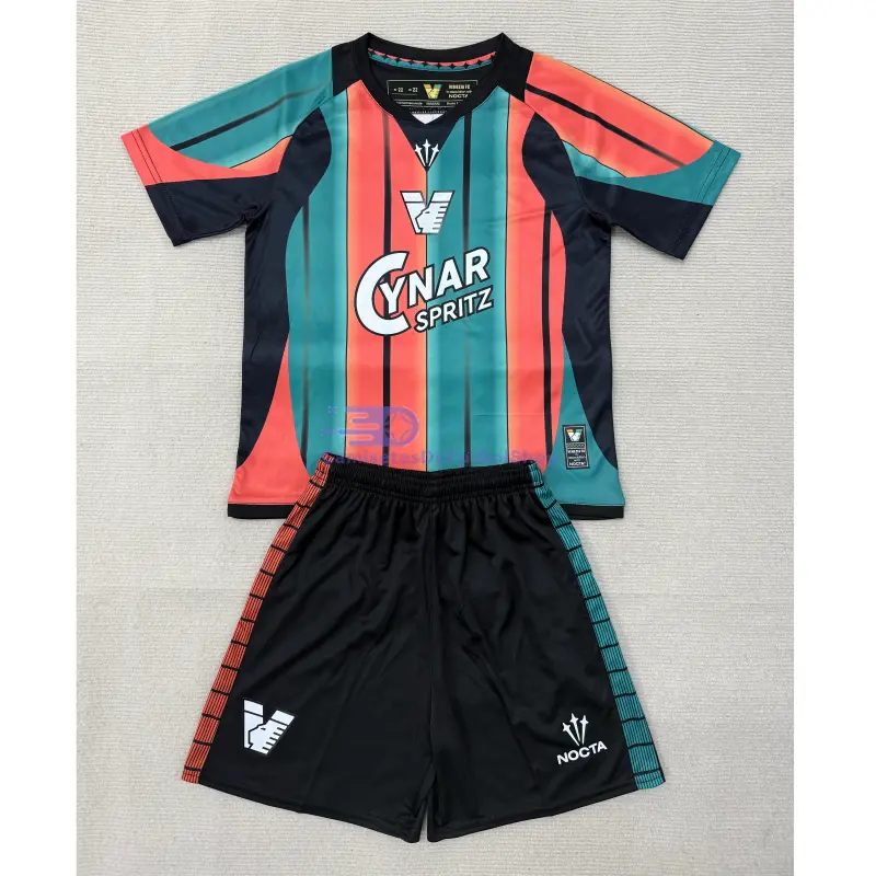 Camiseta Venezia FC 2025/2026 3ª Equipación Naranja/Verde/Negro Niño Kit