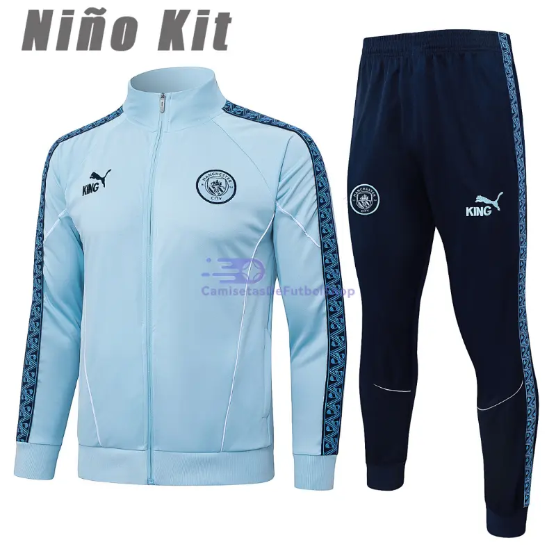 Chandal Manchester City 2025/2026 Niño Azul Claro con Estampado en Manga