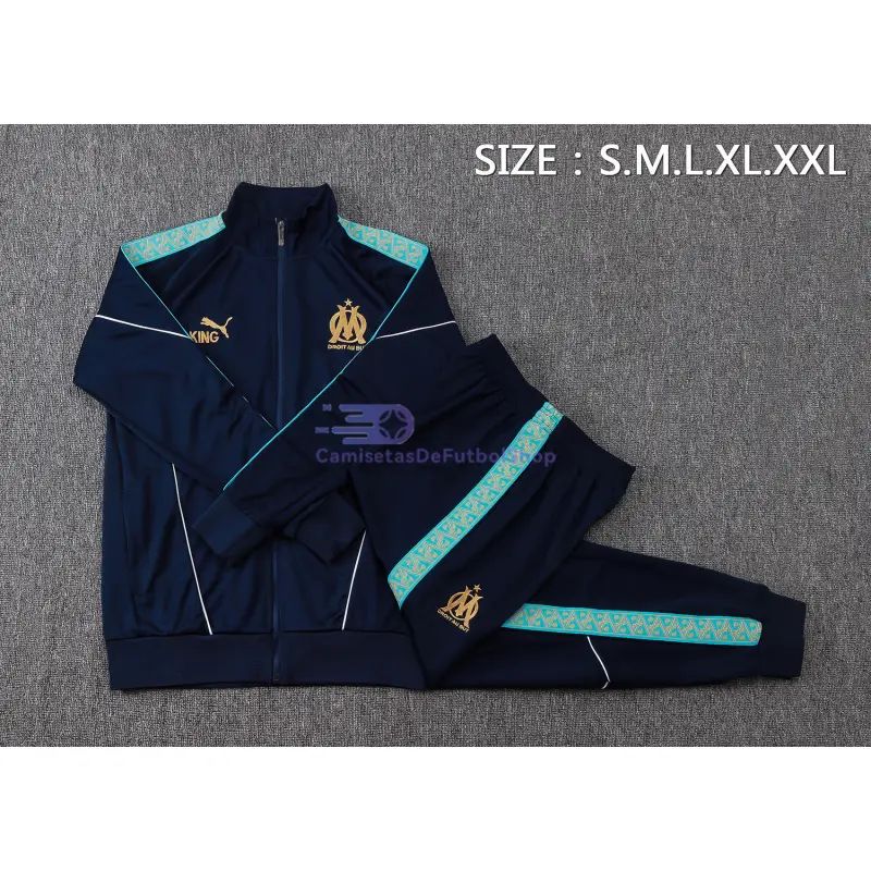 Chandal Olympique Marsella 2025/2026 Azul Marino con Estampado en Manga
