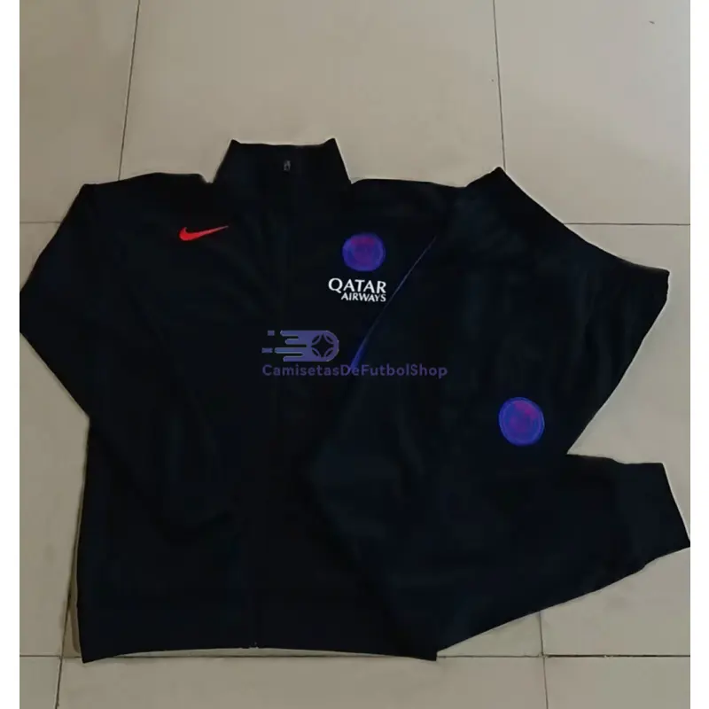 Chandal PSG 2025/2026 Niño Negro con Manga Azul