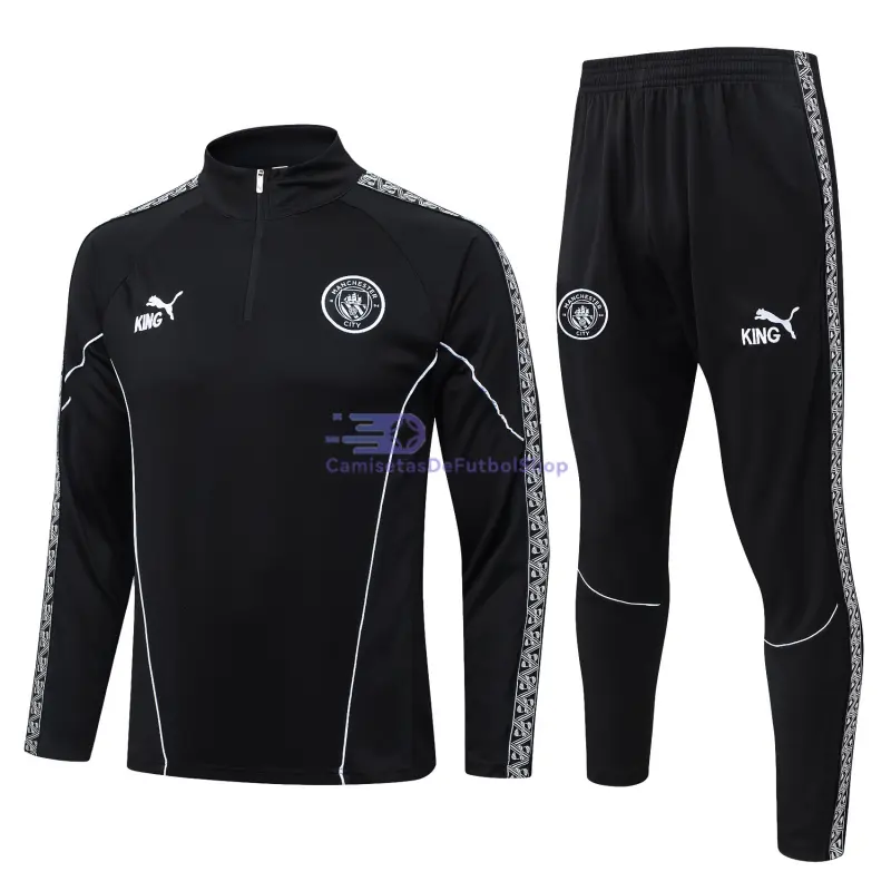 Sudadera De Entrenamiento Manchester City 2025/2026 Kit Negro con Estampado en Manga