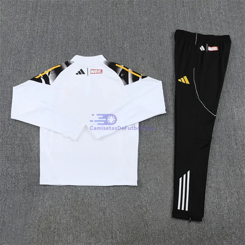 Sudadera De Entrenamiento Real Madrid 2025/2026 Kit Blanco con Estampado de Marvel