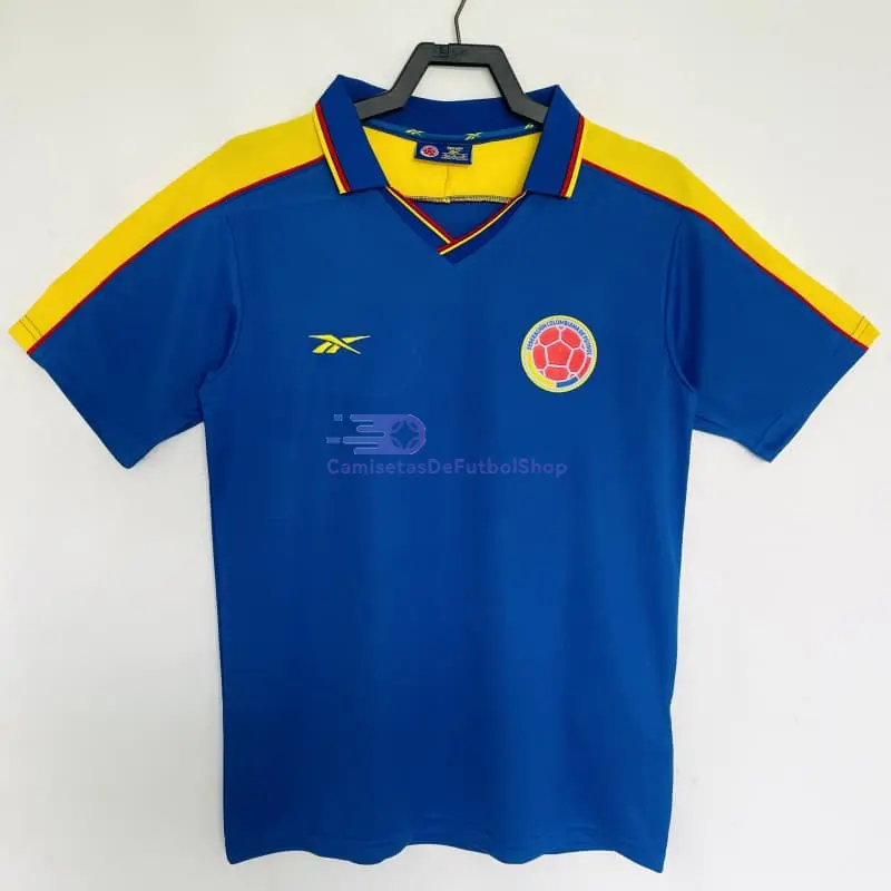 Camiseta Colombia 1998 2ª Equipación Retro Azul/Amarillo