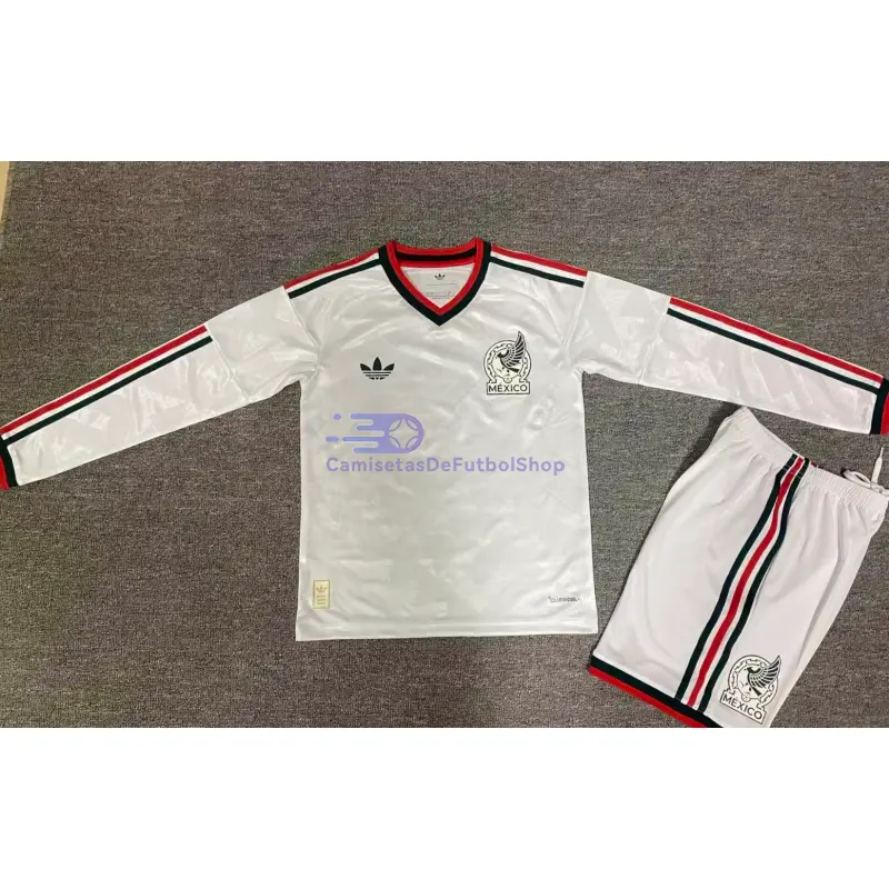 Camiseta México 2026 ML Blanco Niño Kit