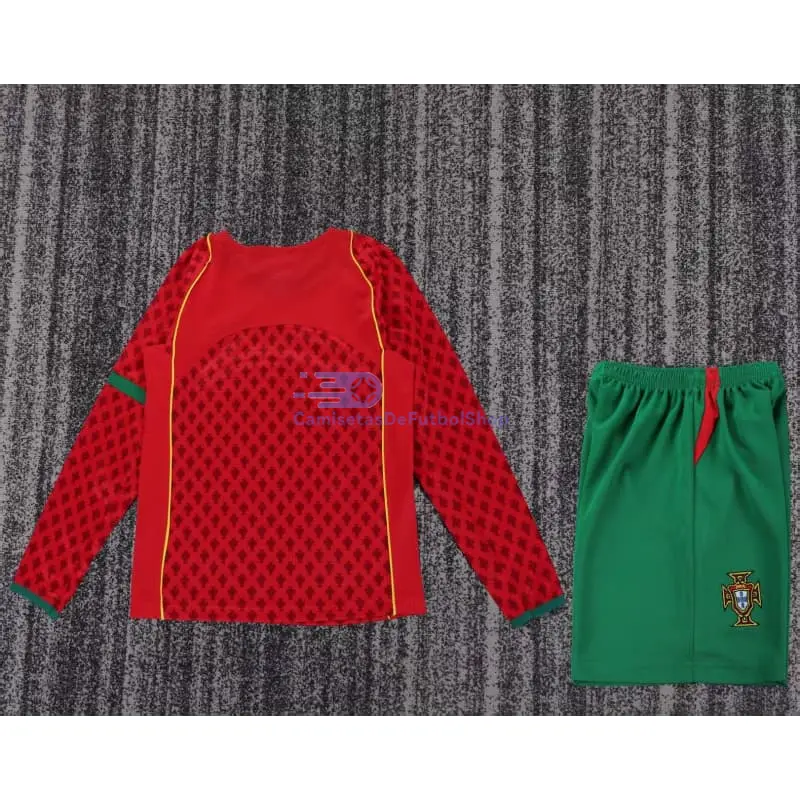 Camiseta Portugal 2004 1ª Equipación Retro ML Rojo/Verde Niño Kit