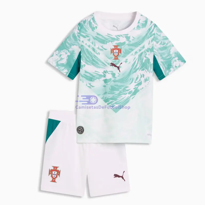 Camiseta Portugal Mundial 2026 2ª Equipación Verde/Blanco Niño Kit