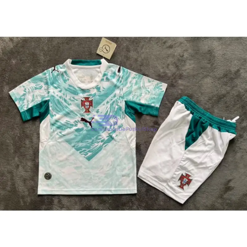 Camiseta Portugal Mundial 2026 2ª Equipación Verde/Blanco Niño Kit