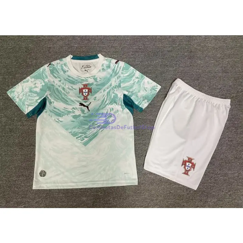 Camiseta Portugal 2026 Verde/Blanco Mundial Niño Kit
