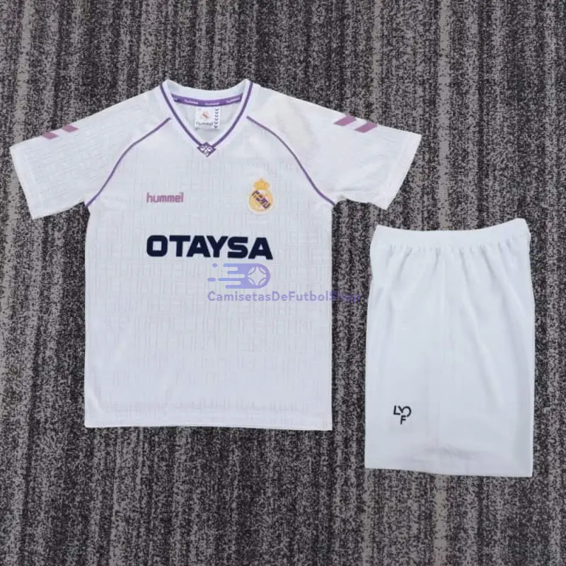 Camiseta Real Madrid 1990/1992 1ª Equipación Retro Blanco Niño Kit