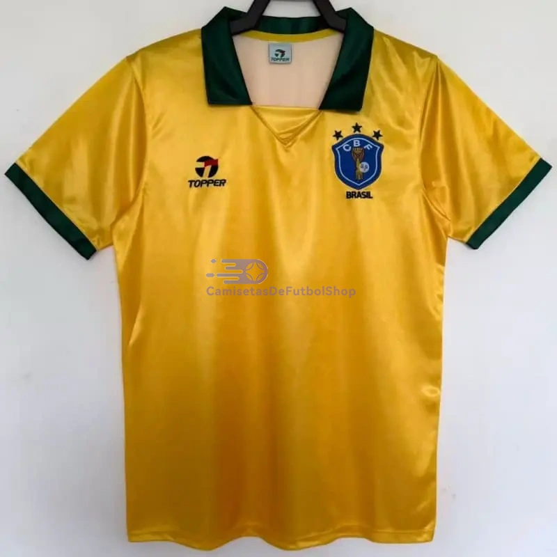 Camiseta Brasil 1988 1ª Equipación Retro Amarillo/Verde