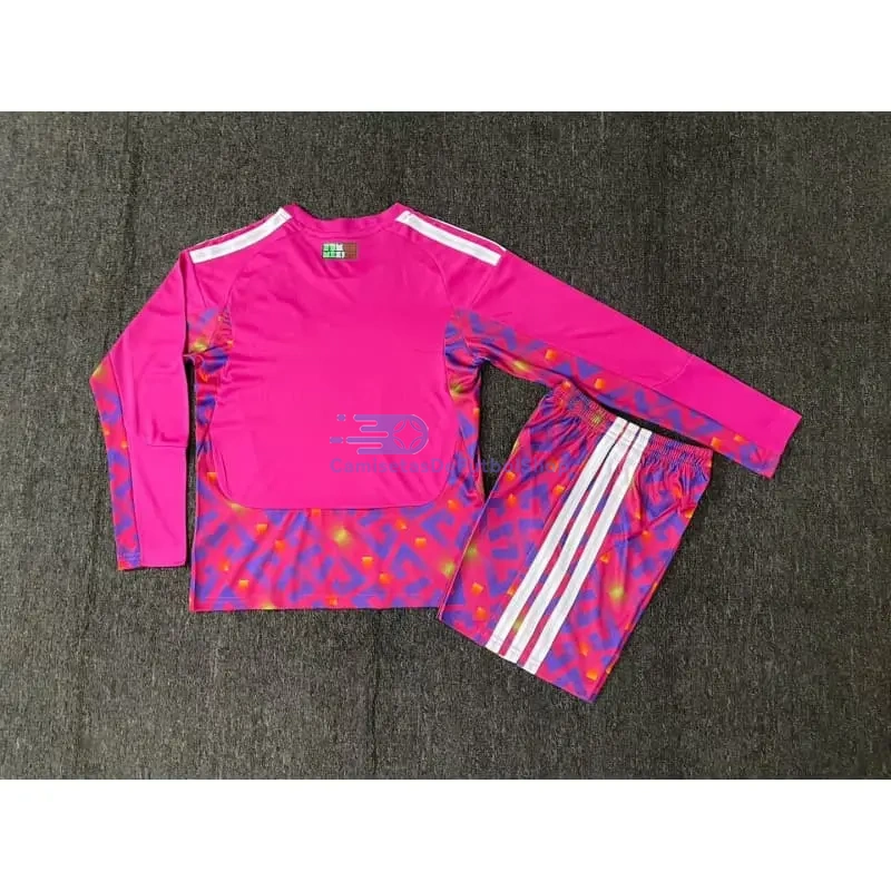 Camiseta de Portero México Mundial 2026 1ª Equipación ML Rosa Niño Kit