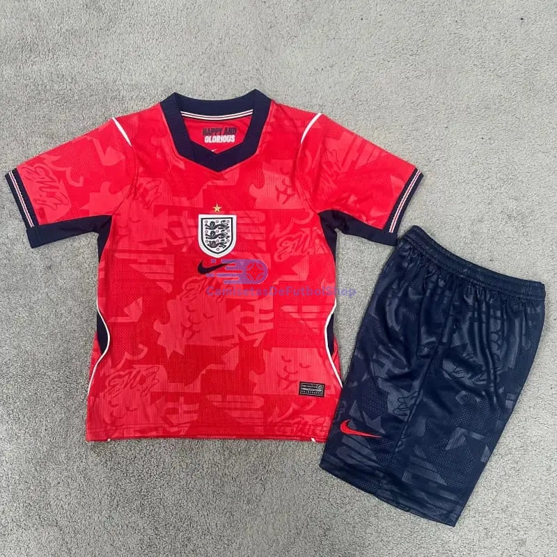 Camiseta Inglaterra Mundial 2026 2ª Equipación Rojo/Azul Niño Kit