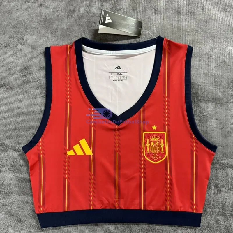 Top corto España Mundial 2026 1ª Equipación Rojo/Azul Mujer