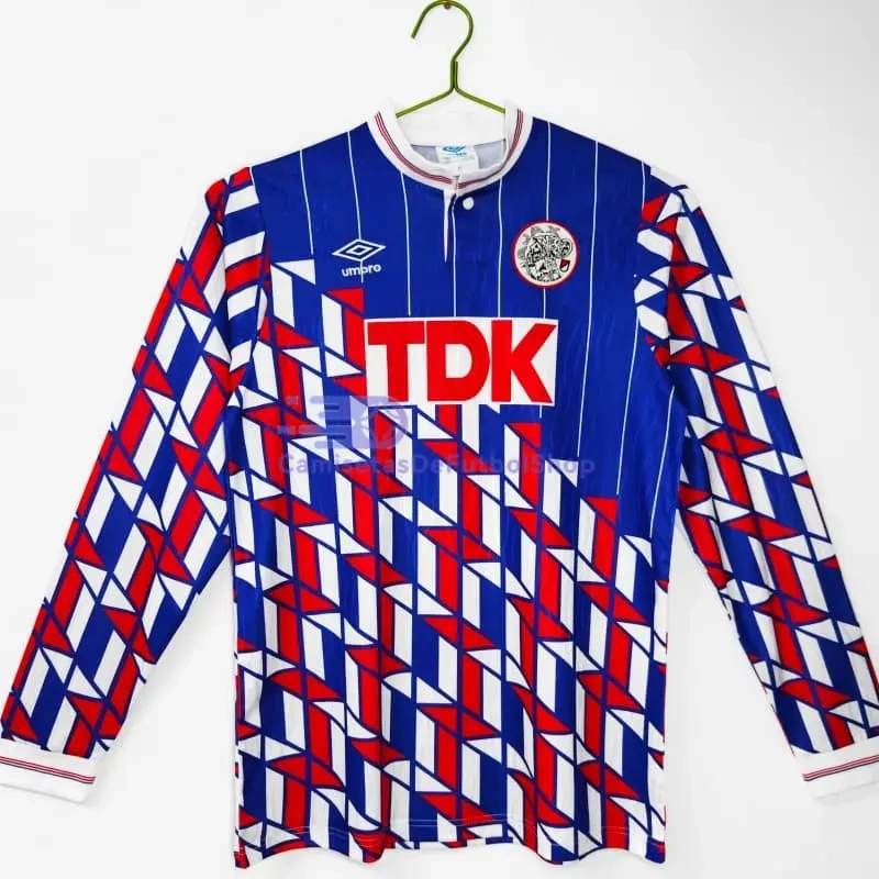 Camiseta Ajax 1989/90 2ª Equipación Retro ML Azul/Rojo