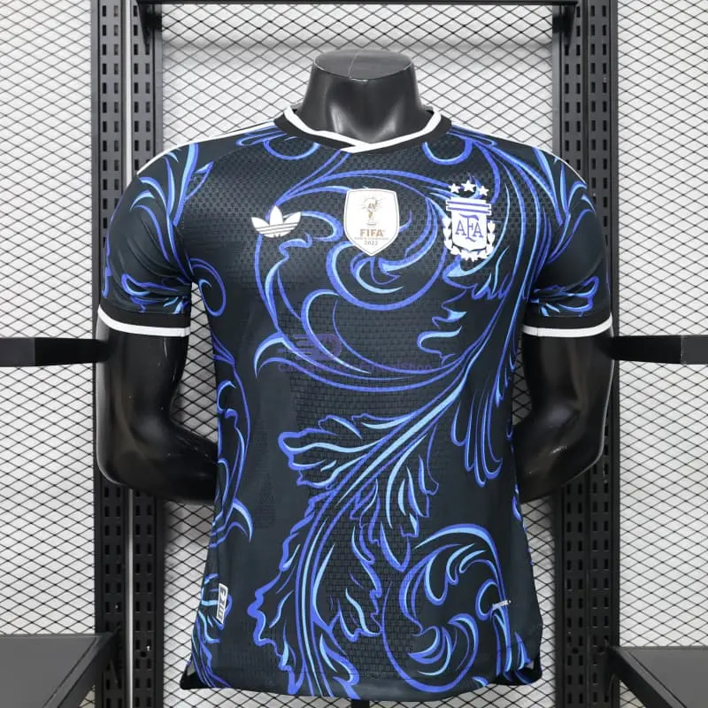 Camiseta Argentina Mundial 2026 2ª Equipación Negro/Azul con FIFA2022 (EDICIÓN JUGADOR)