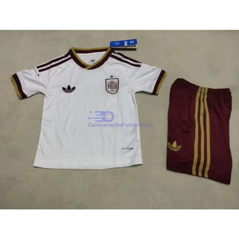 Camiseta España Mundial 2026 2ª Equipación Blanco/Rojo Niño Kit