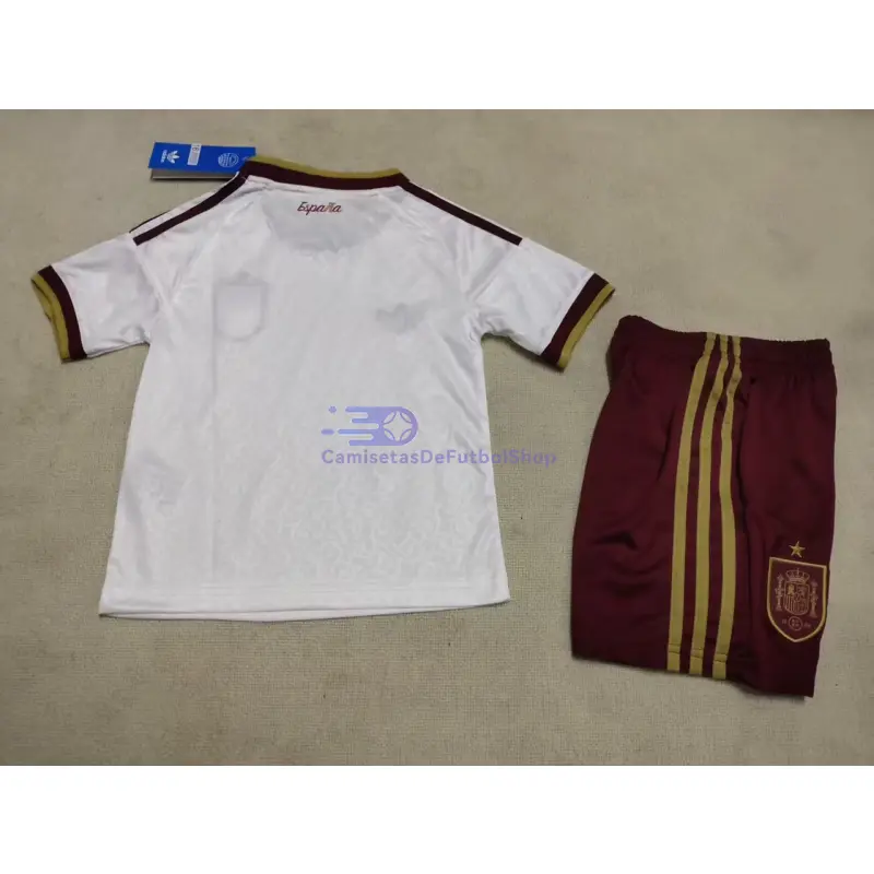 Camiseta España Mundial 2026 2ª Equipación Blanco/Rojo Niño Kit