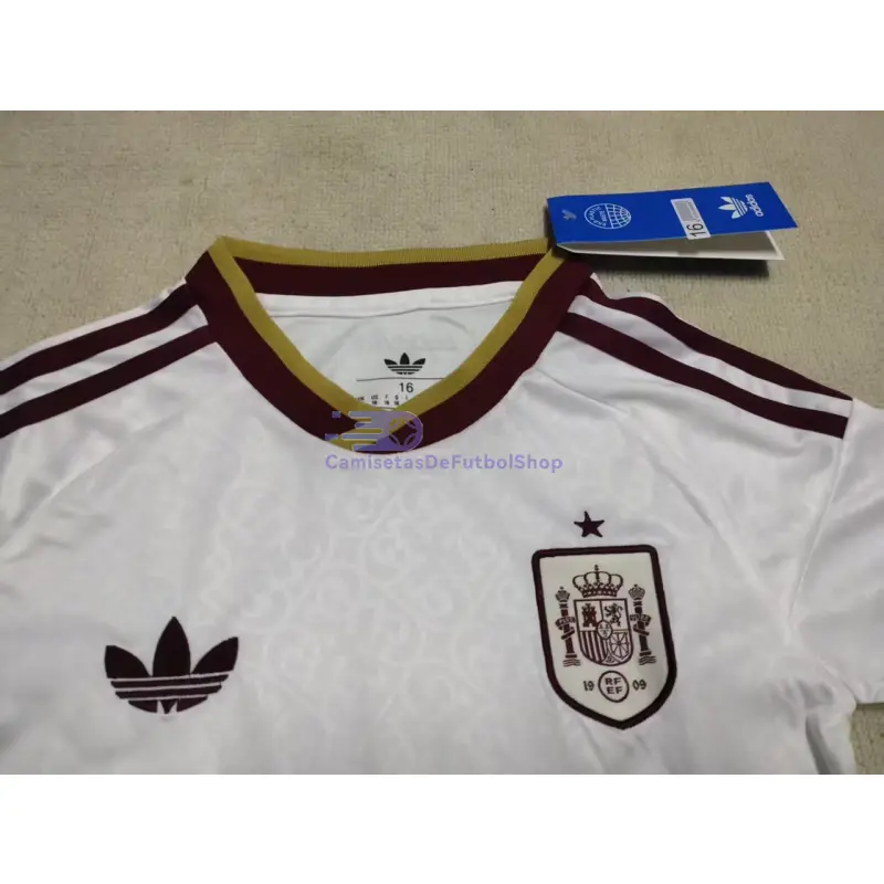 Camiseta España Mundial 2026 2ª Equipación Blanco/Rojo Niño Kit