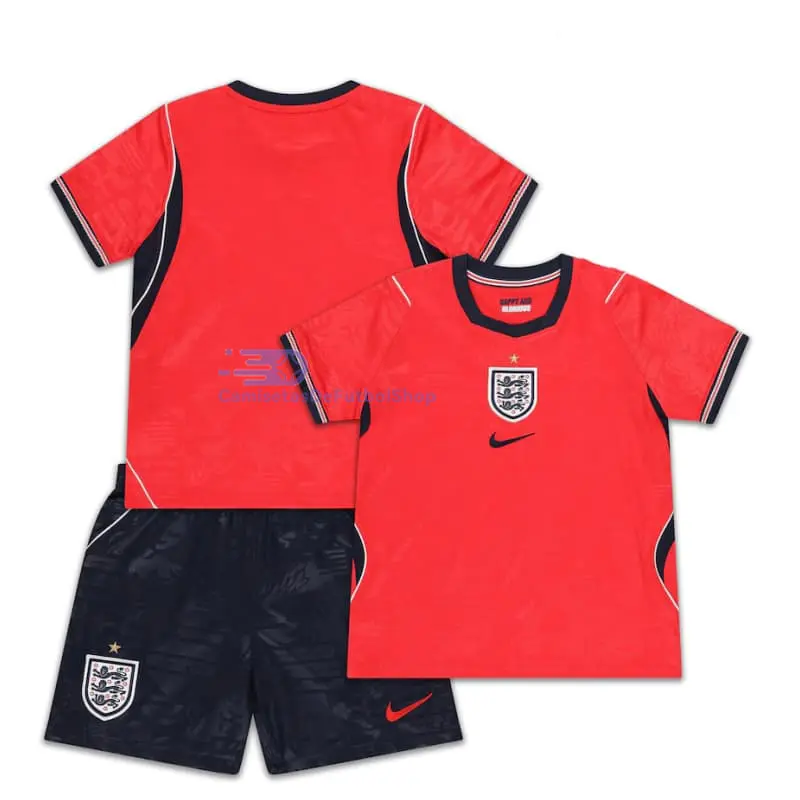 Camiseta Inglaterra Mundial 2026 2ª Equipación Rojo/Azul Niño Kit