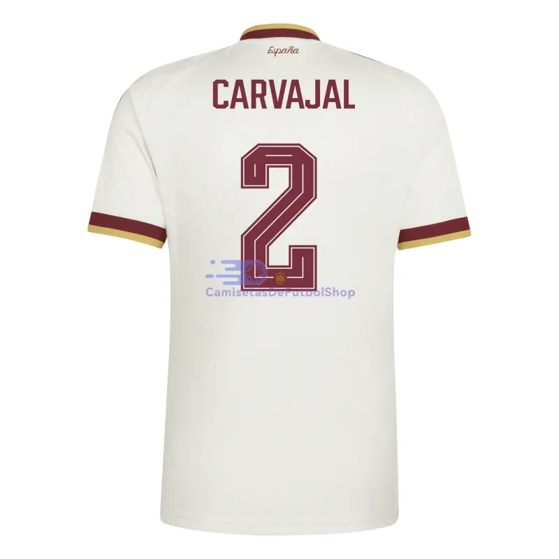 Camiseta Carvajal 2 España Mundial 2026 2ª Equipación Blanco/Rojo