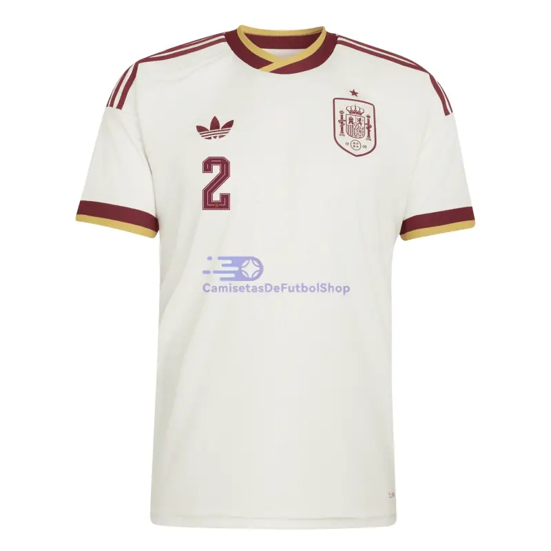 Camiseta Marc Pubill 2 España Mundial 2026 2ª Equipación Blanco/Rojo