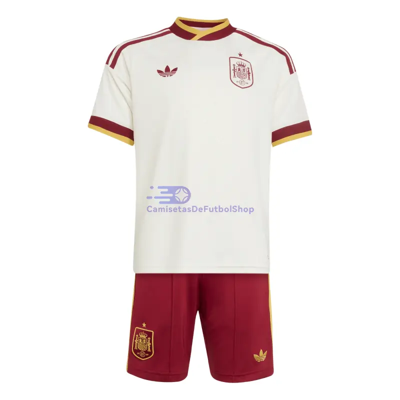 Camiseta España Mundial 2026 2ª Equipación Blanco/Rojo Niño Kit